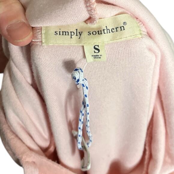 Simply Southern Terry Cloth Hoodie Pastel Pink Purple Colorblock Sweater NWT S - Picture 12 of 14
